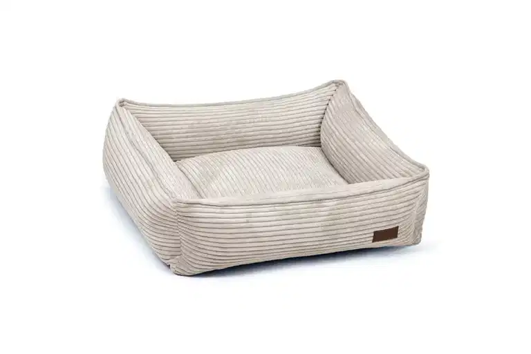 DBL REST BED RIBBED LGREY 65X60X20