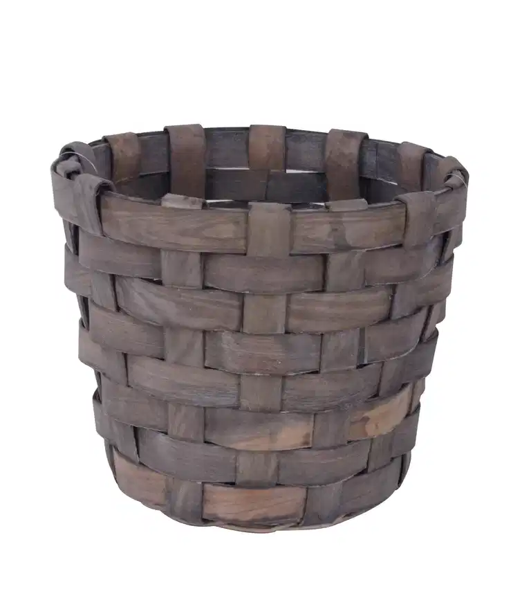 Basket wood D26 H21 grey