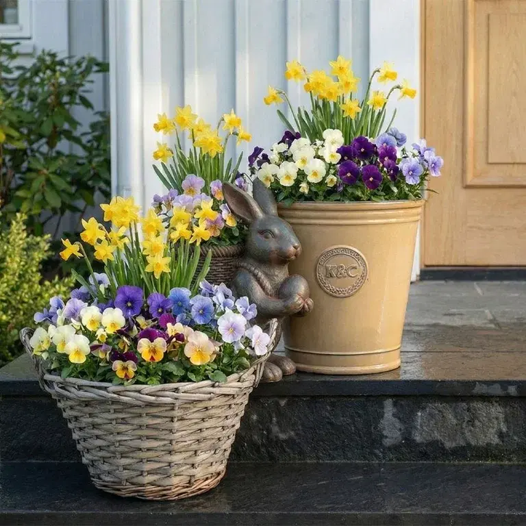 Outdoor plants in pots for Easter and early spring
