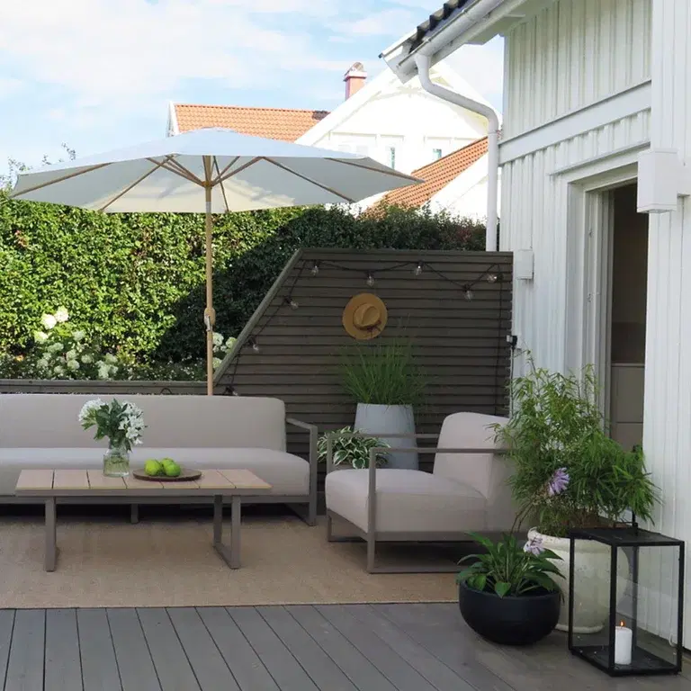 Decorate your outdoor space with garden furniture and plants