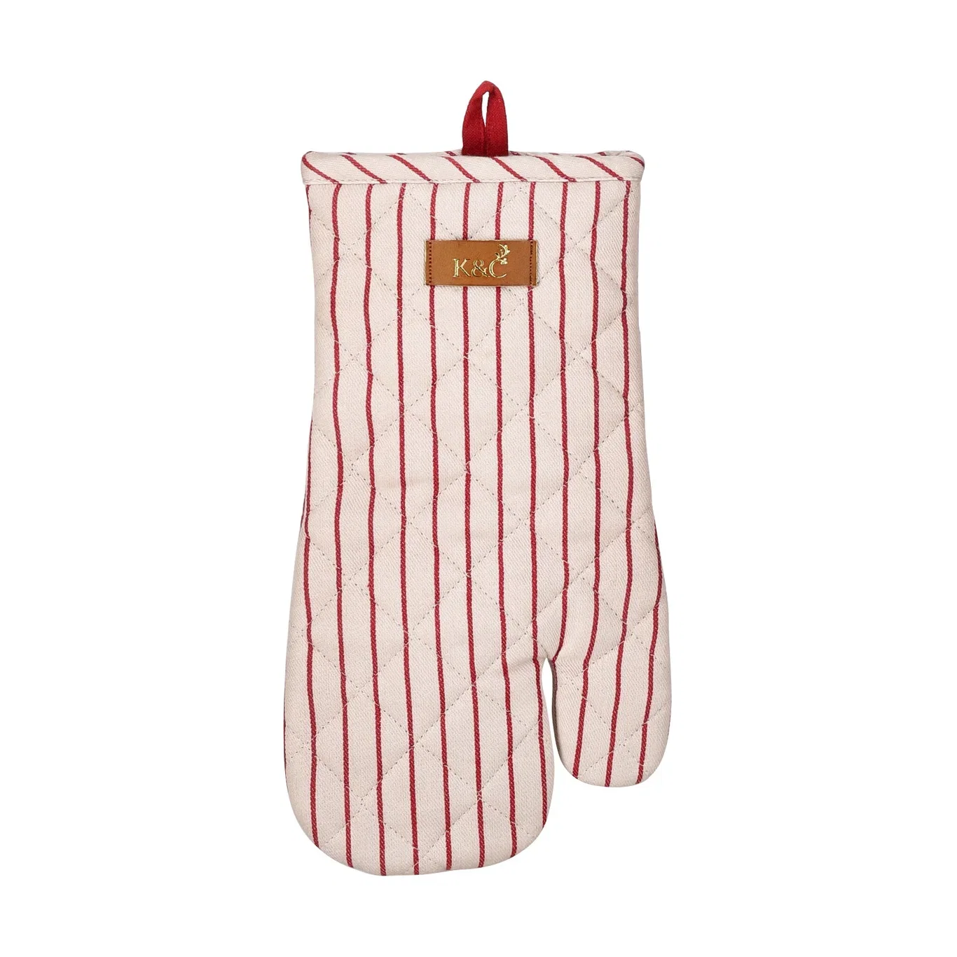 K&C Oven Mitt Red and Beige